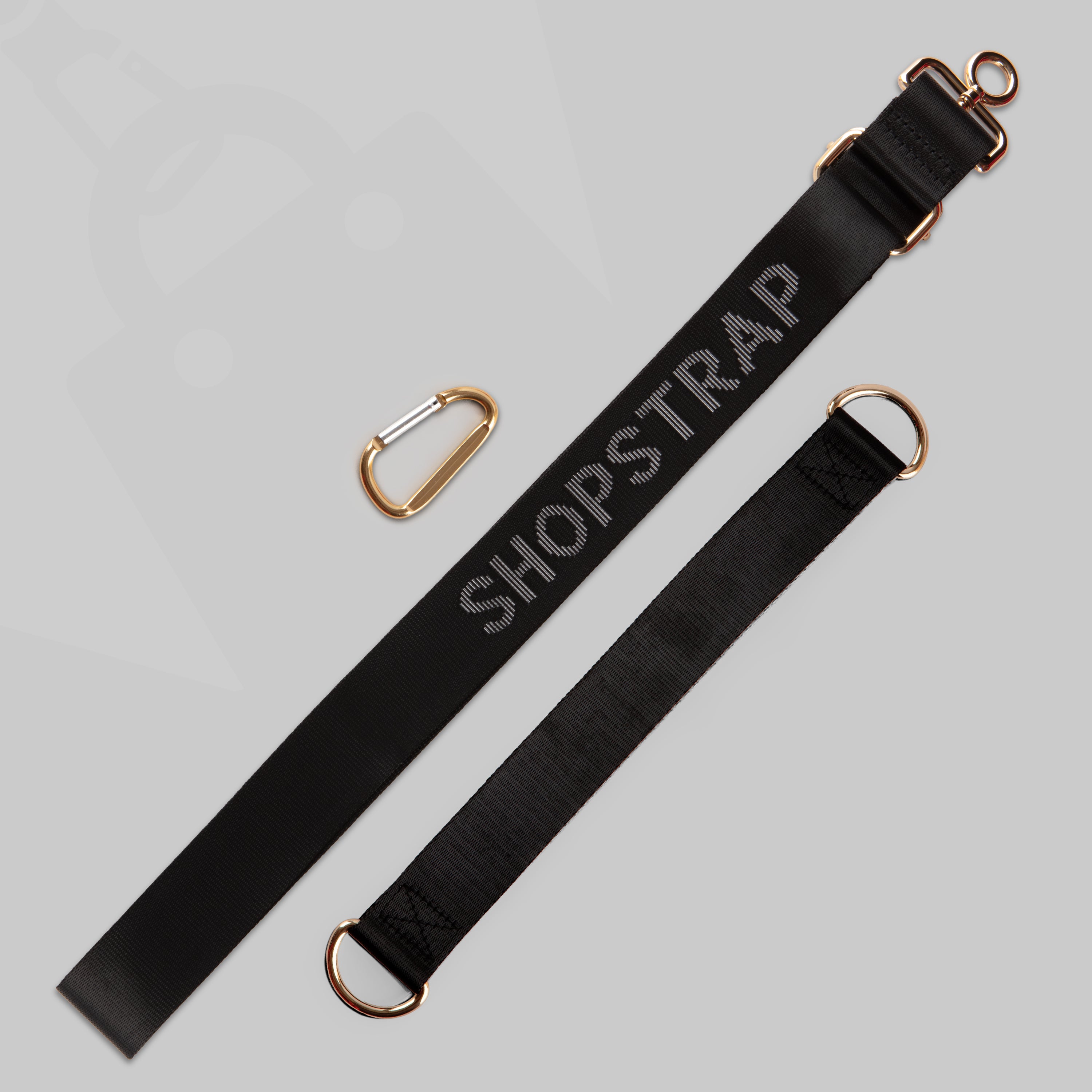 Shopstrap versatile hands-free shopping strap, bag carrier, click and carry, Midnight Black, Close-Up.
