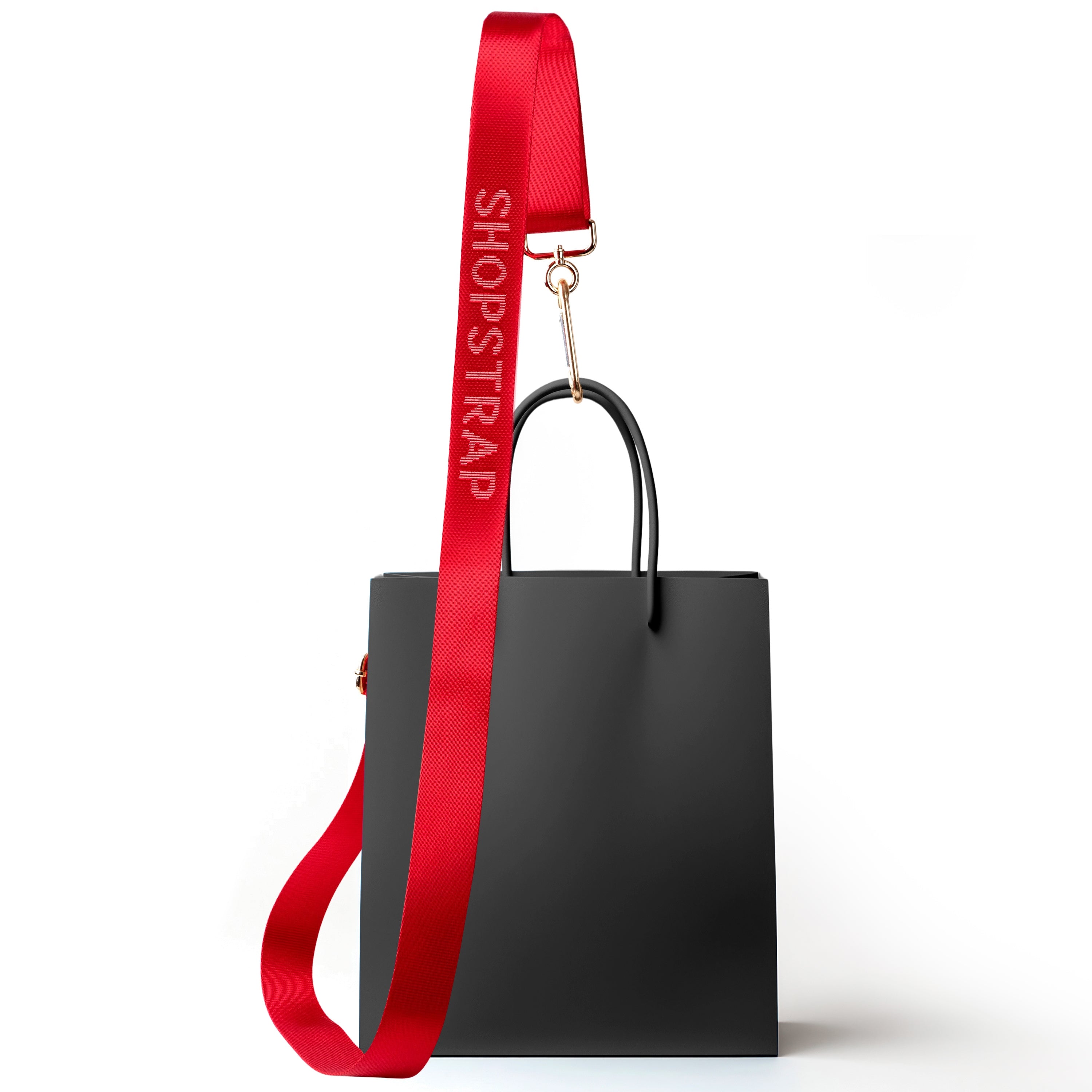 Shopstrap versatile hands-free shopping strap, bag carrier, click and carry, Scarlet Red.