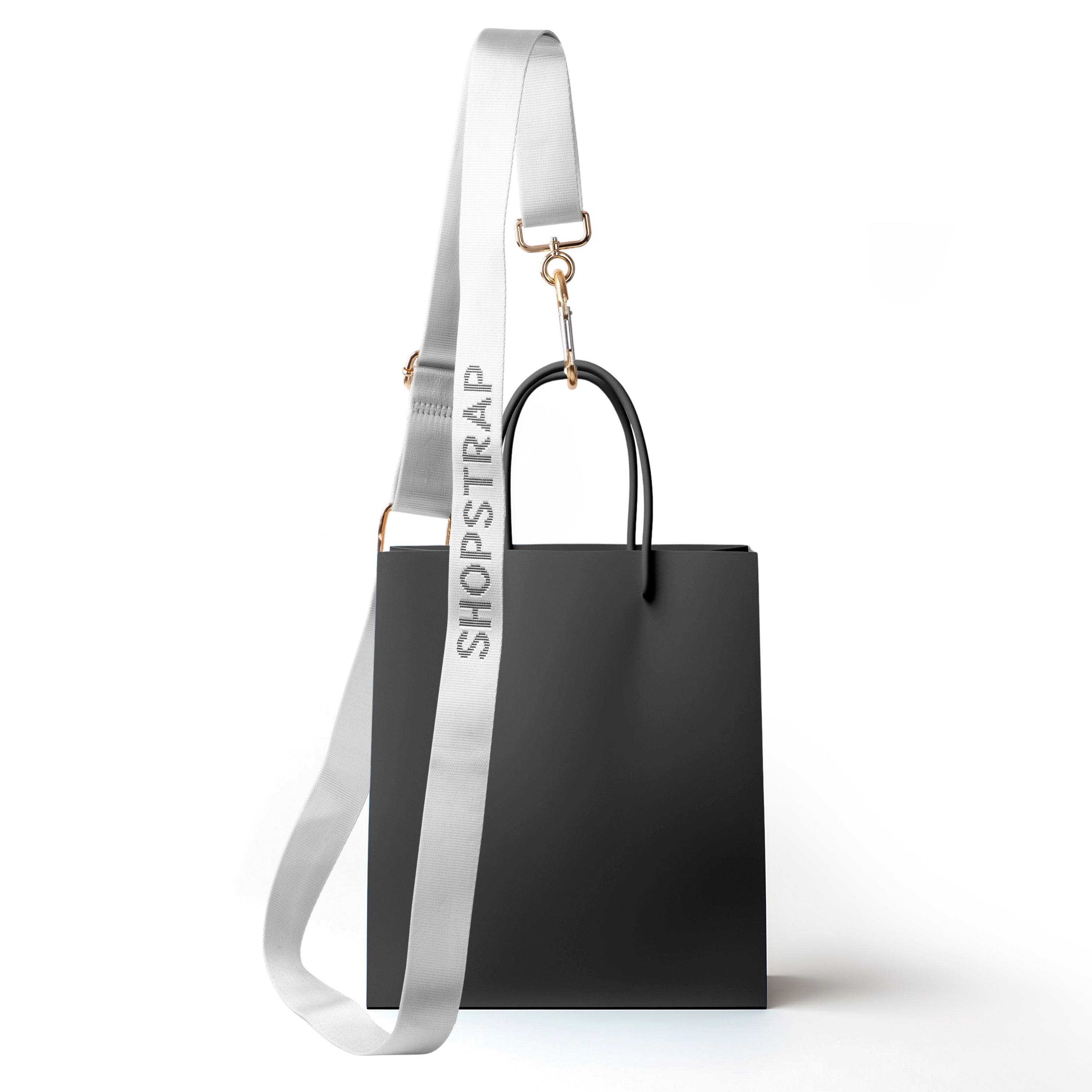 Shopstrap versatile hands-free shopping strap, bag carrier, click and carry, Misty White.