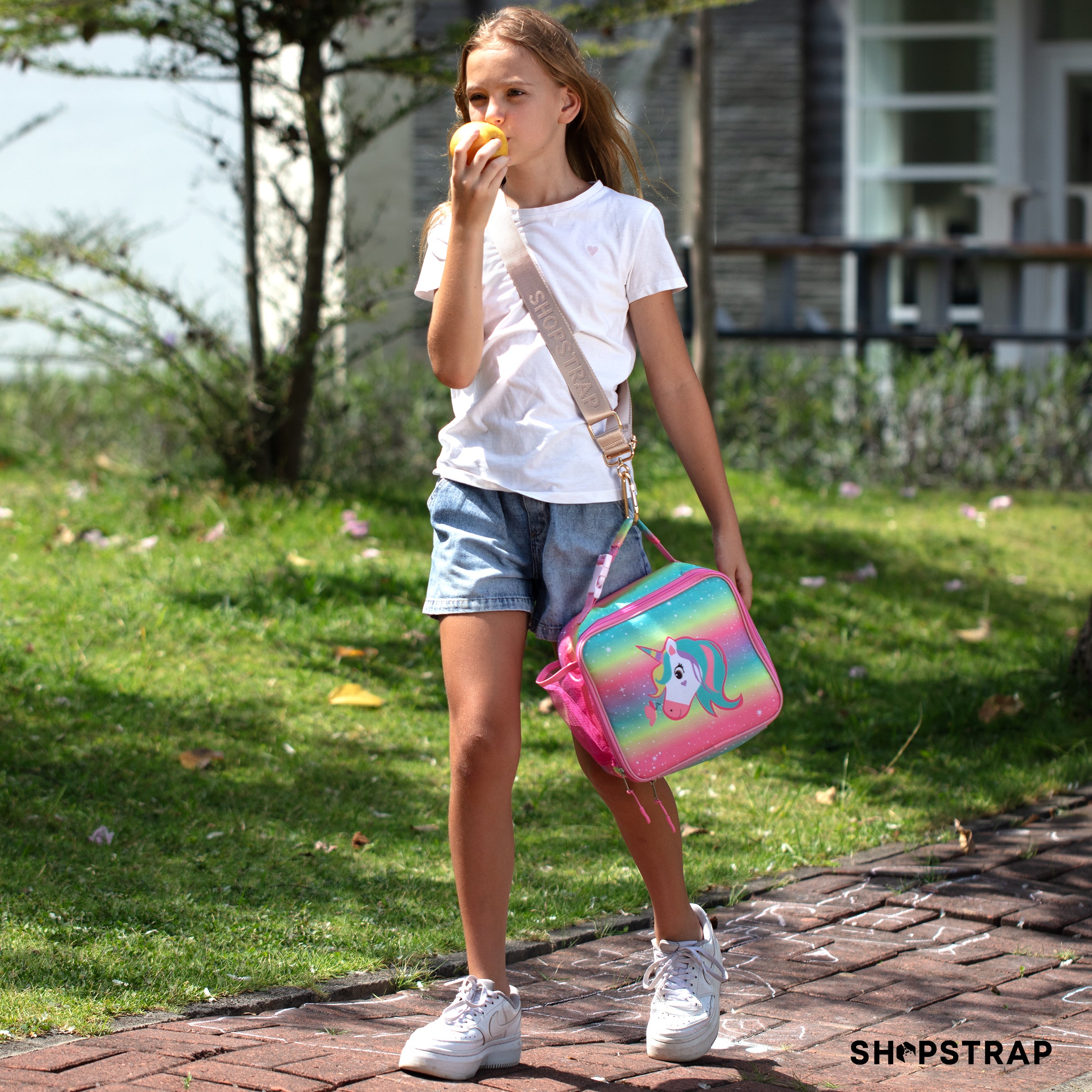 Shopstrap versatile hands-free shopping strap, bag carrier, click and carry, Shopstrap Beige, lunchbox & lunch kit holder, school